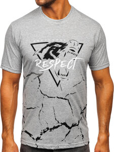 Camiseta algodón de manga corta con impresión para hombre gris Bolf 5035