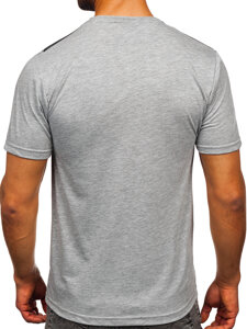 Camiseta algodón de manga corta con impresión para hombre gris Bolf 5041