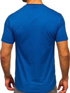 Camiseta algodón de manga corta con impresión para hombre indigo Bolf 5052