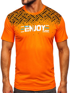 Camiseta algodón de manga corta con impresión para hombre naranja Bolf 14720