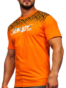 Camiseta algodón de manga corta con impresión para hombre naranja Bolf 14720