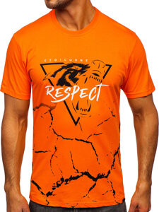 Camiseta algodón de manga corta con impresión para hombre naranja Bolf 5035