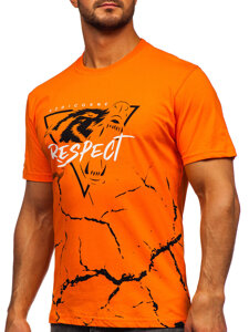 Camiseta algodón de manga corta con impresión para hombre naranja Bolf 5035