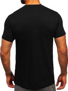 Camiseta algodón de manga corta con impresión para hombre negro Bolf 143001