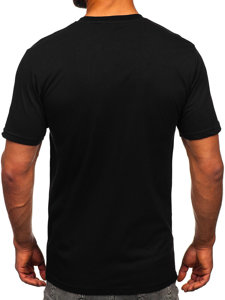 Camiseta algodón de manga corta con impresión para hombre negro Bolf 143024