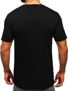 Camiseta algodón de manga corta con impresión para hombre negro Bolf 14751