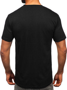 Camiseta algodón de manga corta con impresión para hombre negro Bolf 14759