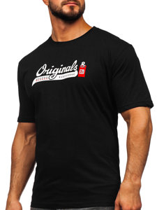 Camiseta algodón de manga corta con impresión para hombre negro Bolf 14780