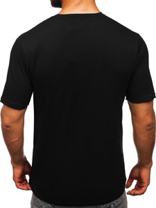 Camiseta algodón de manga corta con impresión para hombre negro Bolf 14780