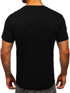 Camiseta algodón de manga corta con impresión para hombre negro Bolf CMR18