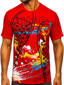 Camiseta algodón de manga corta con impresión para hombre rojo Bolf 143000