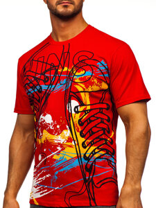 Camiseta algodón de manga corta con impresión para hombre rojo Bolf 143000