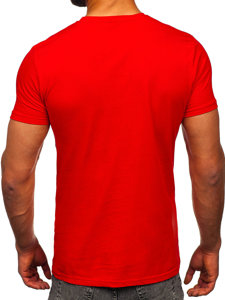 Camiseta algodón de manga corta con impresión para hombre rojo Bolf 143004