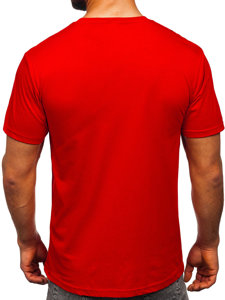 Camiseta algodón de manga corta con impresión para hombre rojo Bolf 14728