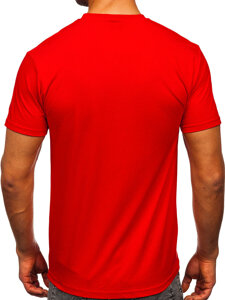 Camiseta algodón de manga corta con impresión para hombre rojo Bolf 5035