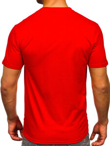 Camiseta algodón de manga corta con impresión para hombre rojo Bolf 5052