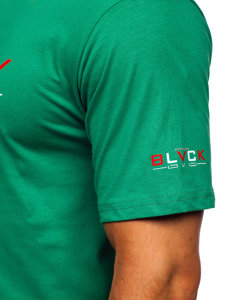 Camiseta algodón de manga corta con impresión para hombre verde Bolf 14739