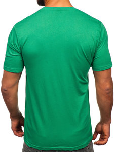 Camiseta algodón de manga corta con impresión para hombre verde Bolf 14759