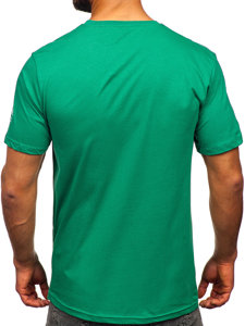 Camiseta algodón de manga corta con impresión para hombre verde Bolf 14784