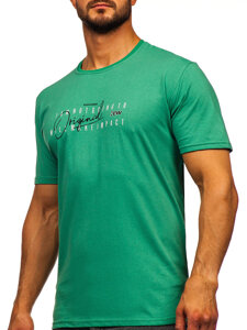 Camiseta algodón de manga corta con impresión para hombre verde Bolf 5032