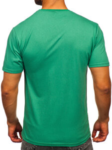 Camiseta algodón de manga corta con impresión para hombre verde Bolf 5032