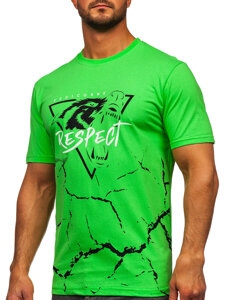 Camiseta algodón de manga corta con impresión para hombre verde claro Bolf 5035