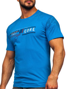 Camiseta algodón de manga corta para hombre azul Bolf 14710