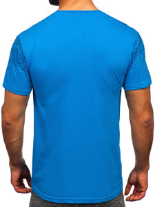 Camiseta algodón de manga corta para hombre azul Bolf 14710