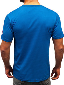 Camiseta algodón de manga corta para hombre azul Bolf 14741