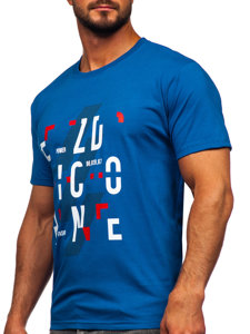 Camiseta algodón de manga corta para hombre azul Bolf 14752