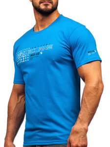 Camiseta algodón de manga corta para hombre azul claro Bolf 14732