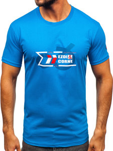 Camiseta algodón de manga corta para hombre azul claro Bolf 14736