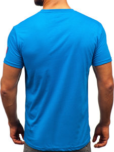 Camiseta algodón de manga corta para hombre azul claro Bolf 14736