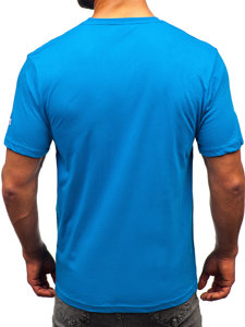 Camiseta algodón de manga corta para hombre azul claro Bolf 14741