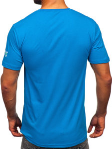 Camiseta algodón de manga corta para hombre azul claro Bolf 14746