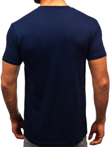 Camiseta algodón de manga corta para hombre azul oscuro Bolf 14736