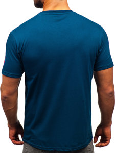 Camiseta algodón de manga corta para hombre azul oscuro Bolf 14736