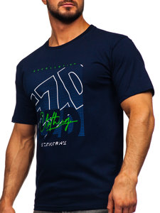 Camiseta algodón de manga corta para hombre azul oscuro Bolf 14748