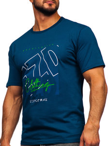 Camiseta algodón de manga corta para hombre azul oscuro Bolf 14748