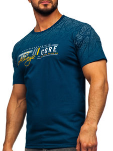 Camiseta algodón de manga corta para hombre azul tinta Bolf 14710