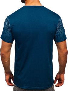 Camiseta algodón de manga corta para hombre azul tinta Bolf 14710