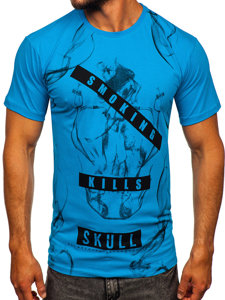 Camiseta algodón de manga corta para hombre azul turquesa Bolf 14701