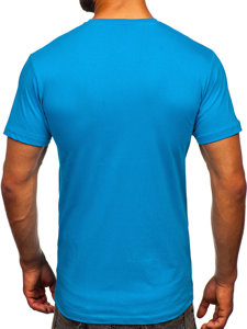 Camiseta algodón de manga corta para hombre azul turquesa Bolf 14701