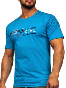 Camiseta algodón de manga corta para hombre azul turquesa Bolf 14710