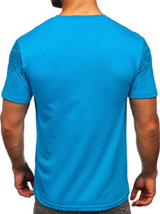 Camiseta algodón de manga corta para hombre azul turquesa Bolf 14710