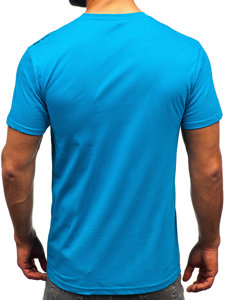 Camiseta algodón de manga corta para hombre azul turquesa Bolf 14722