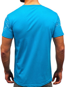 Camiseta algodón de manga corta para hombre azul turquesa Bolf 14725