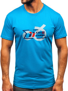 Camiseta algodón de manga corta para hombre azul turquesa Bolf 14736