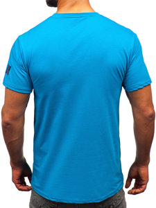 Camiseta algodón de manga corta para hombre azul turquesa Bolf 14736