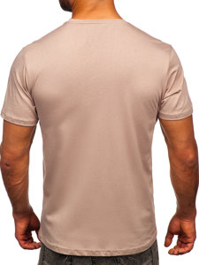 Camiseta algodón de manga corta para hombre marrón claro Bolf 0001